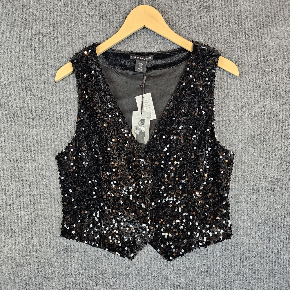 RARE‎ FIND: NWT Sincerely Jules Black Sequin Sleeveless Vest